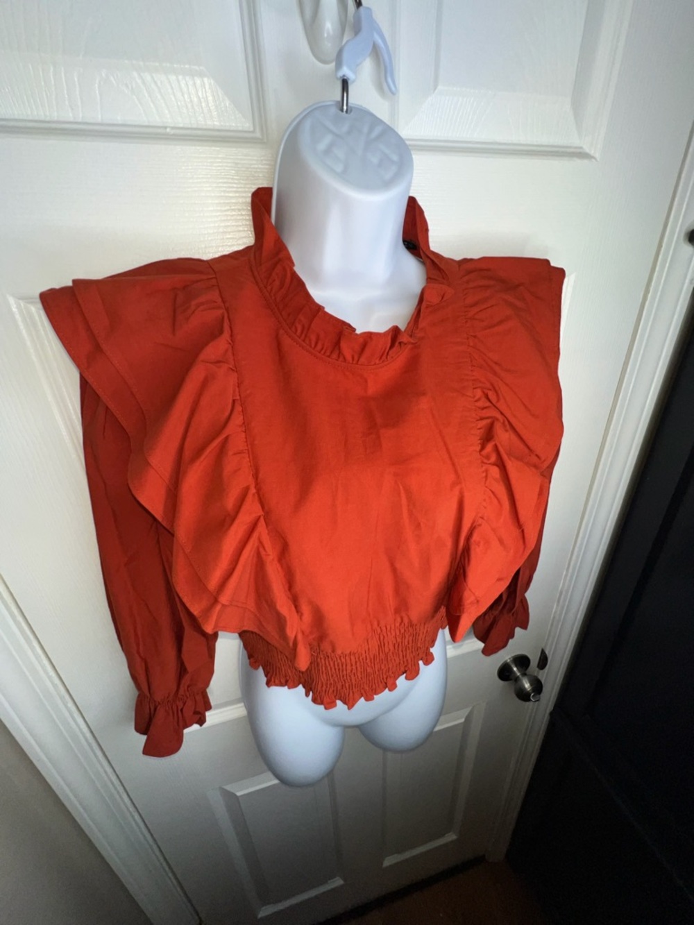Zara Rust Red Ruffle Crop Top - Picture 10 of 15